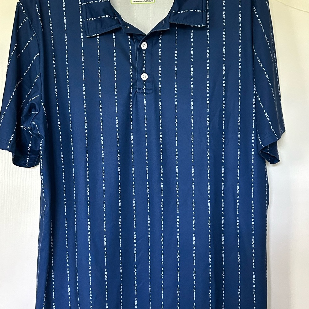 Men's Obnoxious Golf Blue Striped Polo Shirt. Size medium